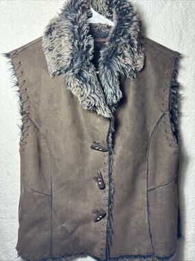 Scully Vest Womens Brown Faux Suede Faux Fur Western Toggle Boho 2000s Size L
